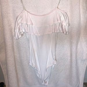 white off the shoulder body suit